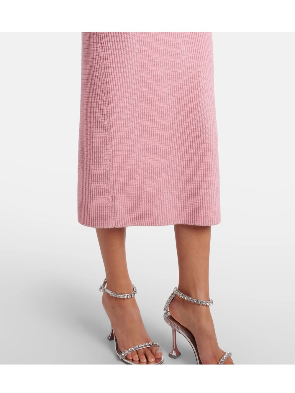 Self-Portrait Waffle-Knit Peplum Midi Dress - Picture 7 of 8